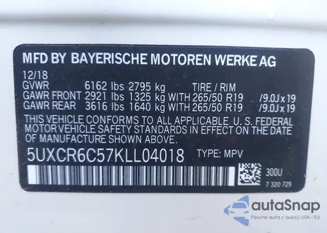 2019 BMW X5 xDrive40I from USA, damaged, VIN 5UXCR6C57KLL04018
